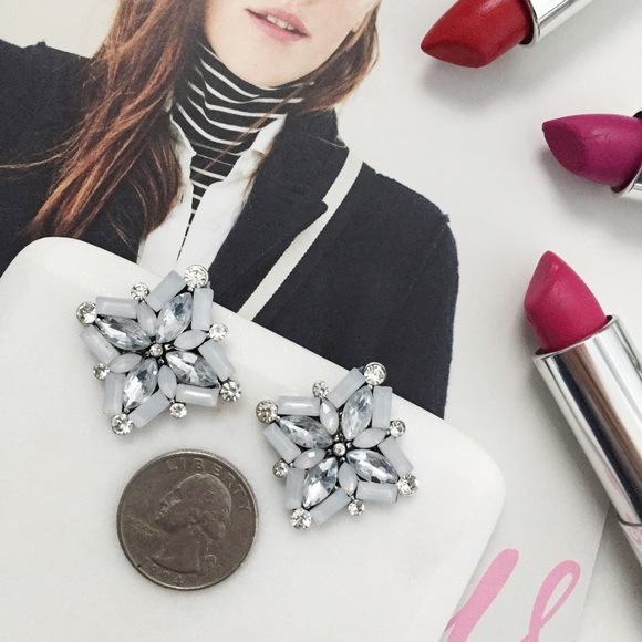 🆑 "Bacall" Earrings || Clear Crystal Statement - Picture 4 of 8